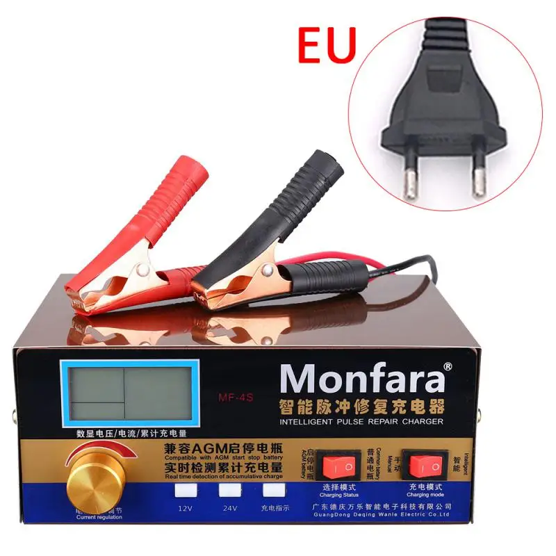 

12V 24V 400W Car Battery Charger LCD Digital Display Intelligent Pulse Repair Charger Car Motorcycle Battery Chargers EU