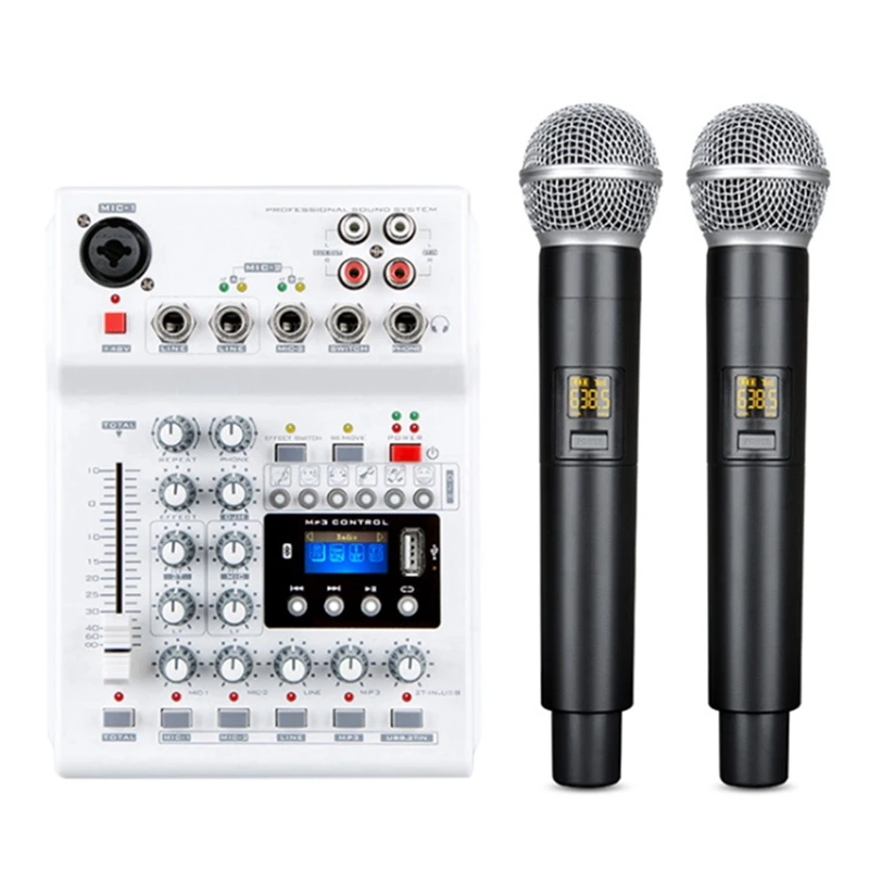

4 Channel Mixer Microphone Integrated Road Stage Performance Live KTV With USB Bluetooth Power Mixing Console-US Plug