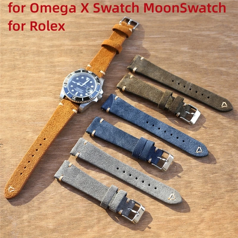 

Ремешок замшевый для часов Omega Swatch MoonSwatch, сменный Браслет для часов Seiko, 20 мм 22 мм