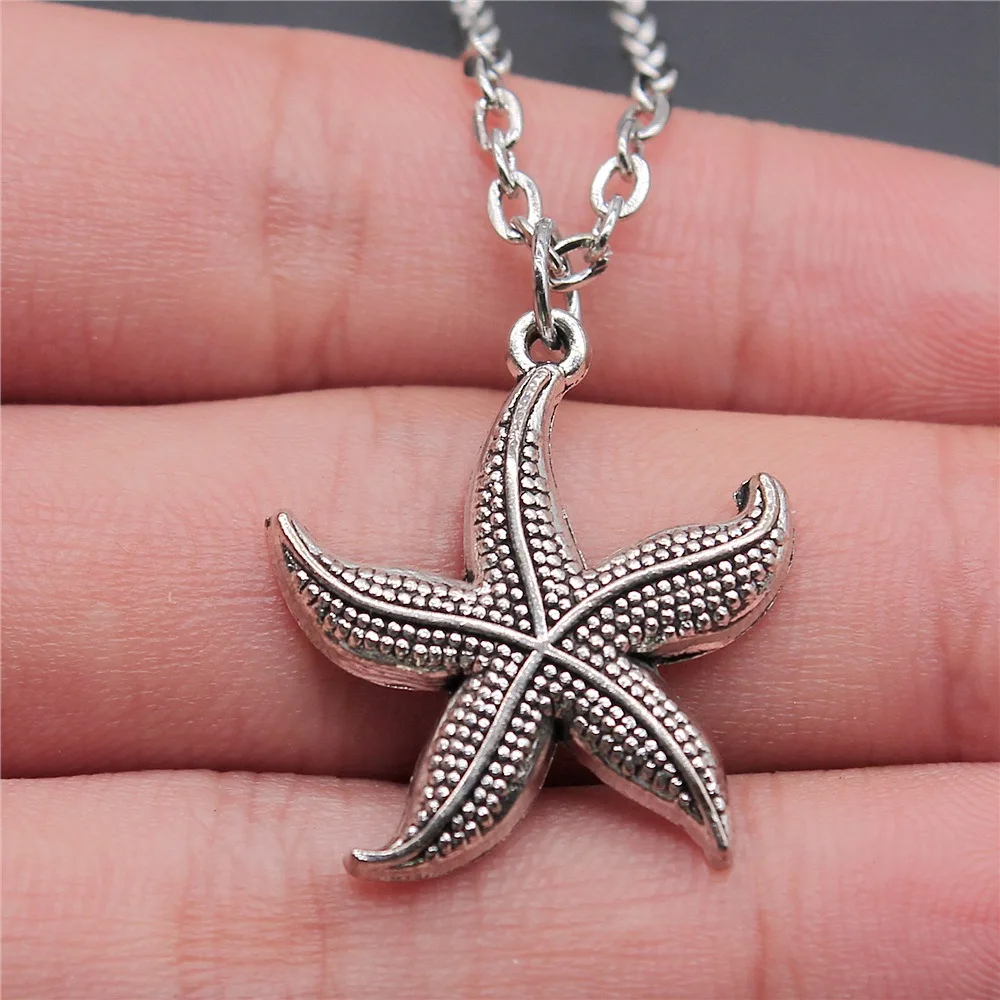 

Dropshipping 2 Colors 24mm Starfish Pendant Necklace Jewelry For Women