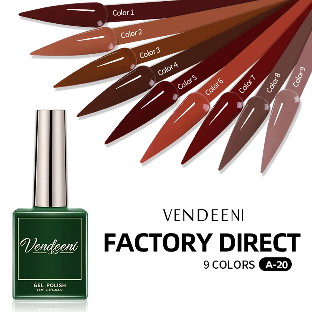 

Vendeeni 15ml Brown Coffee Color UV LED Gel For Nail Gel Nail Polish Soak Off Hybrid Varnish Decoration 9 Colors