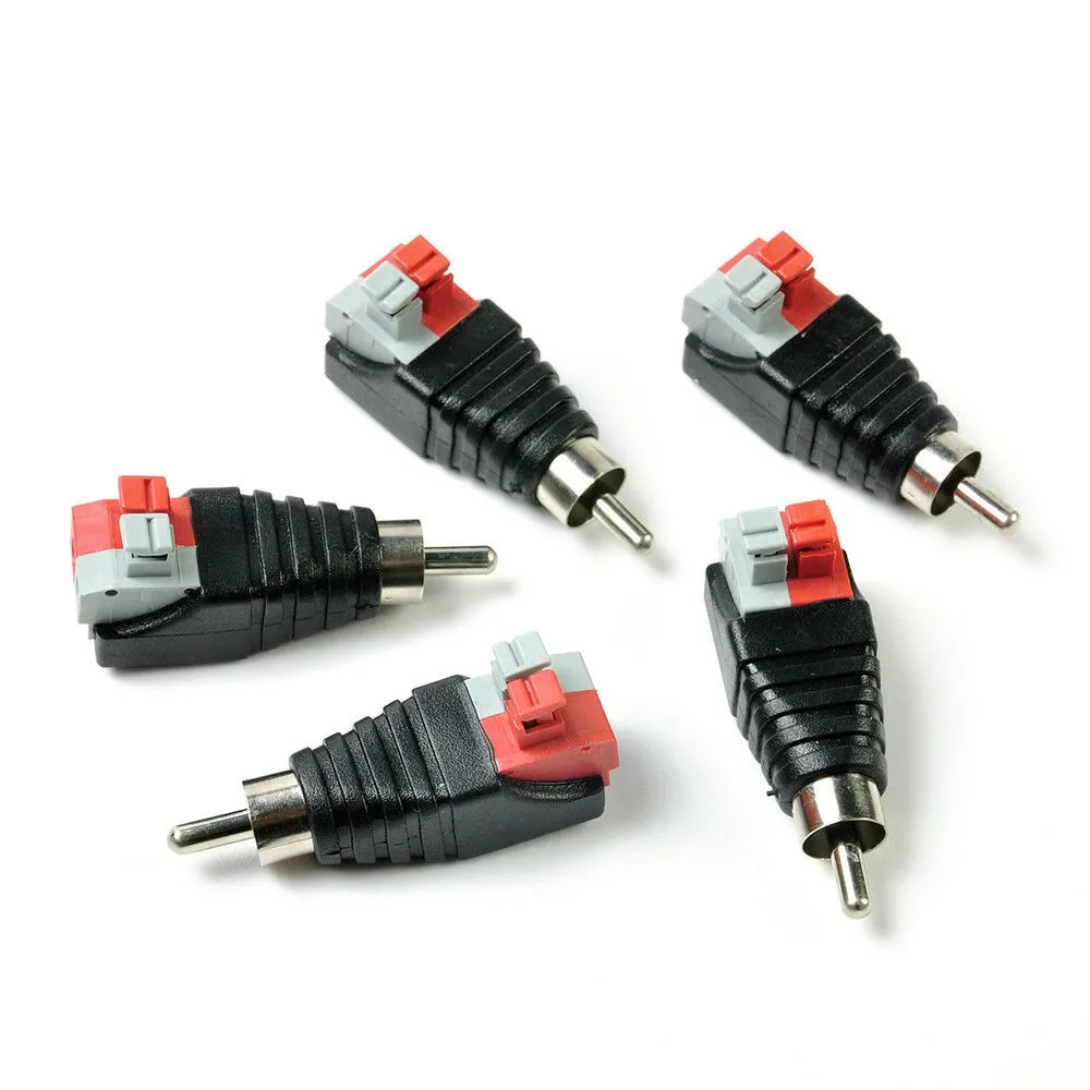 

2PCS RCA Male Connector Speaker Wire A/V Cable To Audio Male RCA Connector Adapter Jack Crimp Plug Cable Accessories