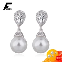 trendy pearl earrings 925 silver jewelry with zircon gemstone drop earring for women wedding engagement party ornament wholesale