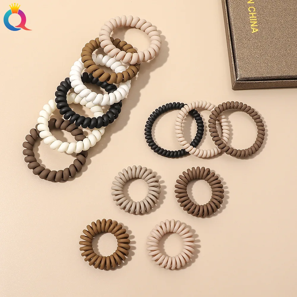 

10pieces/set Hair Ties High Elastic New Coffee Frosted Telephone Line Hair Ring Simple Hair Rope Headwear Hair Accessories
