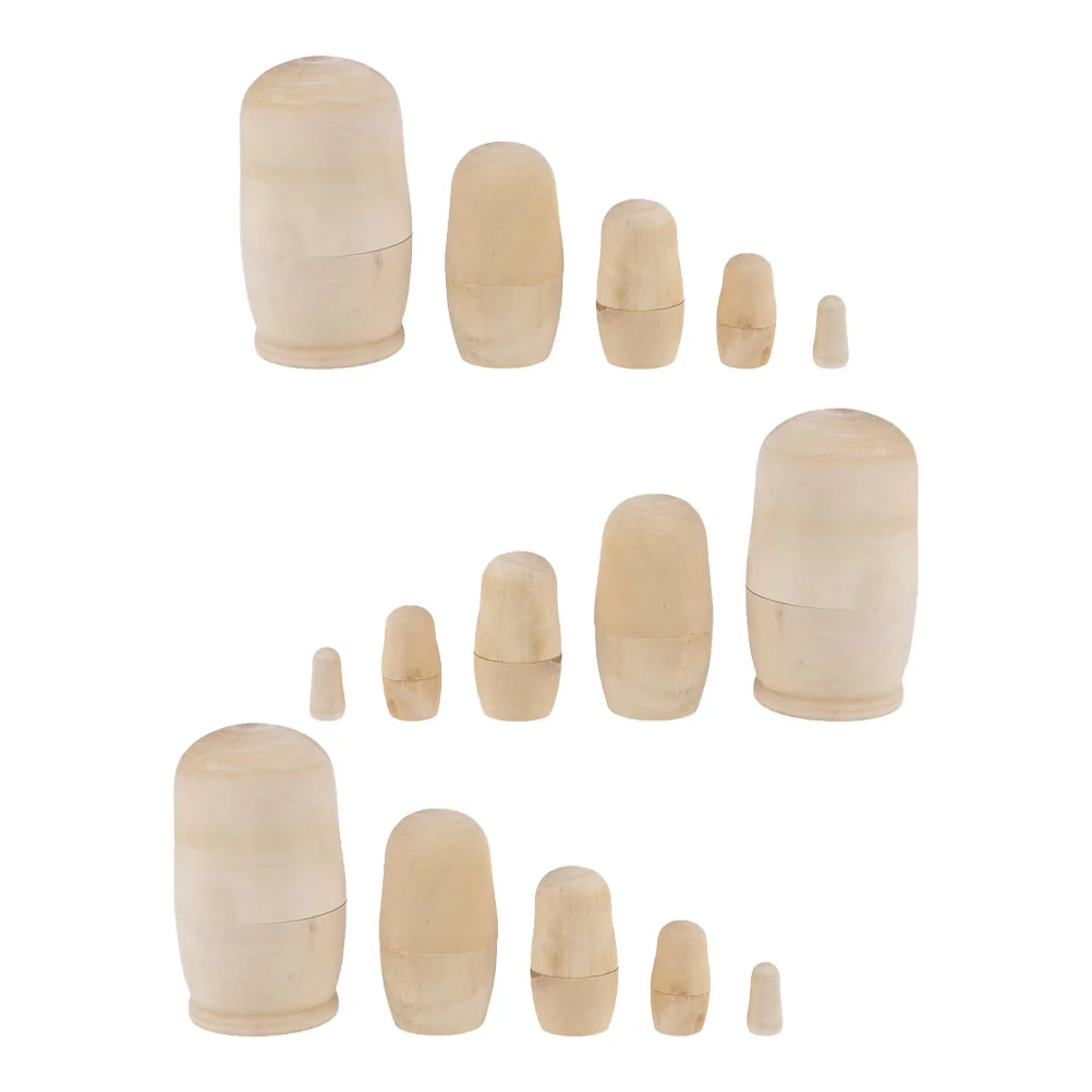 

3 Sets White Matryoshka DIY Modeling Toy Graffiti Creative Painting Desktop Decors Lovely Ornament