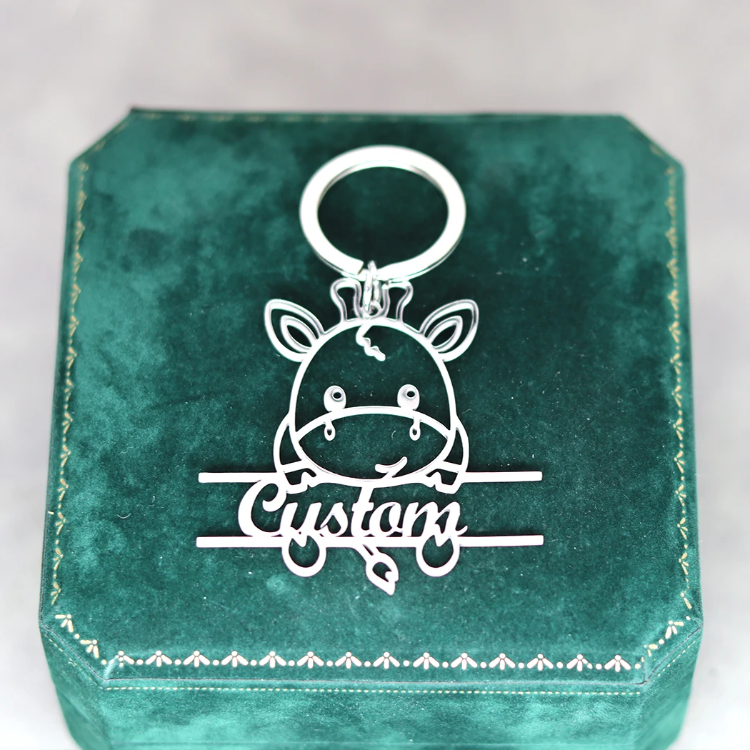 Индивидуальный брелок с коровкой из нержавеющей стали