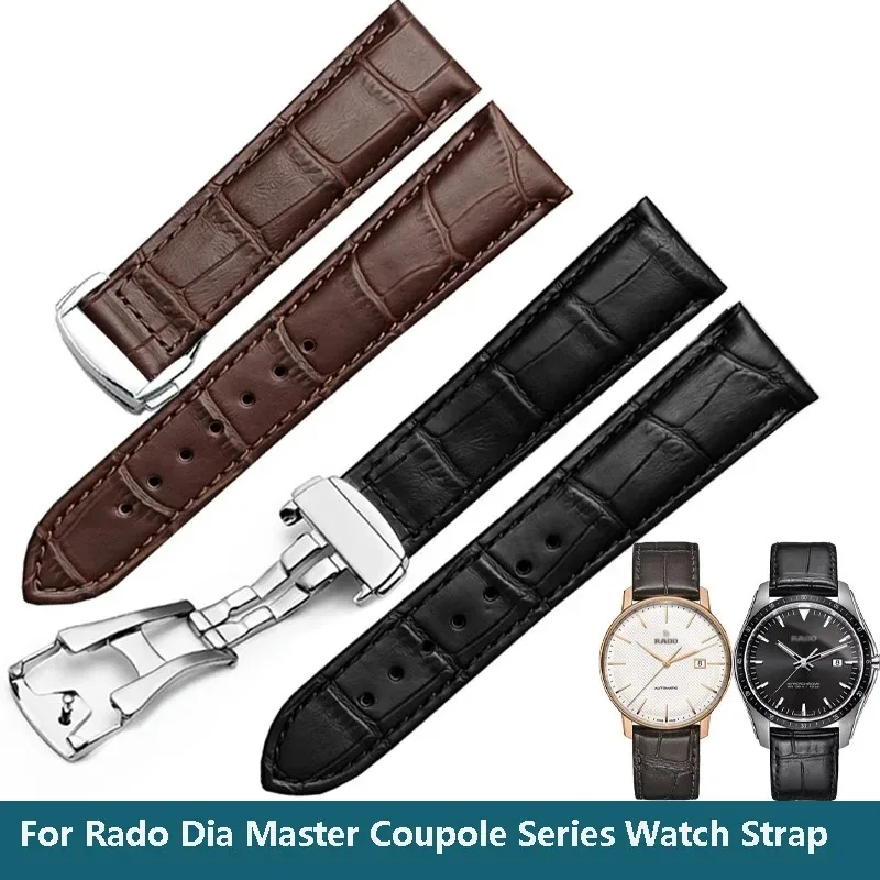 Фото Высококачественный ремешок для часов из натуральной кожи для Rado Dia Master Coupole Series R22861165 R14129116, ремешок для часов, мужской и женский браслет №4