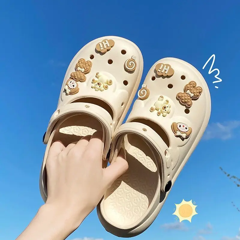2023 Cute Womens Summer Thick Sole Super Soft Non-slip Office Baotou Half Slippers Women Outside Wear Summer Slippers Womans