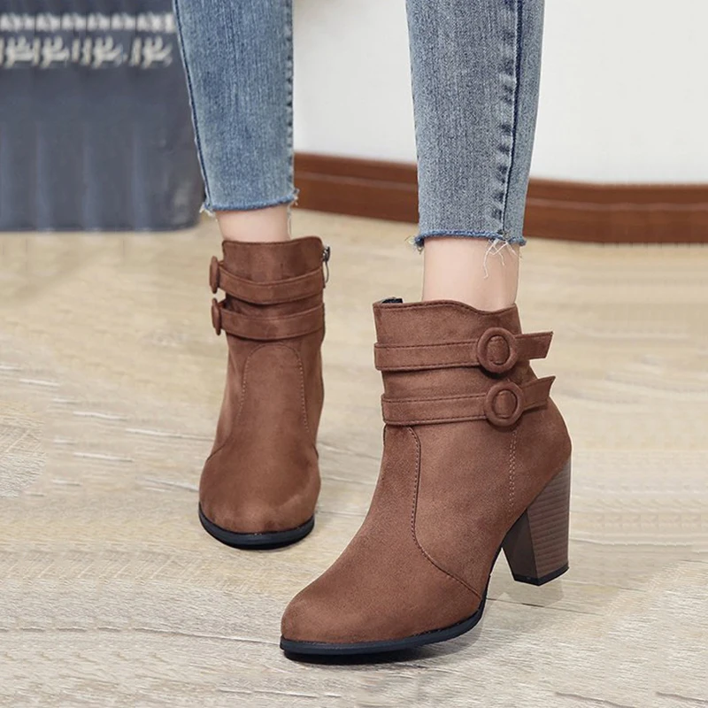 

Chunky Chelsea High Boots Women Nice Pop Winter High Heels Shoes Women Nice Sexy Warm Ankle Boots Designer Pumps Party Shoes