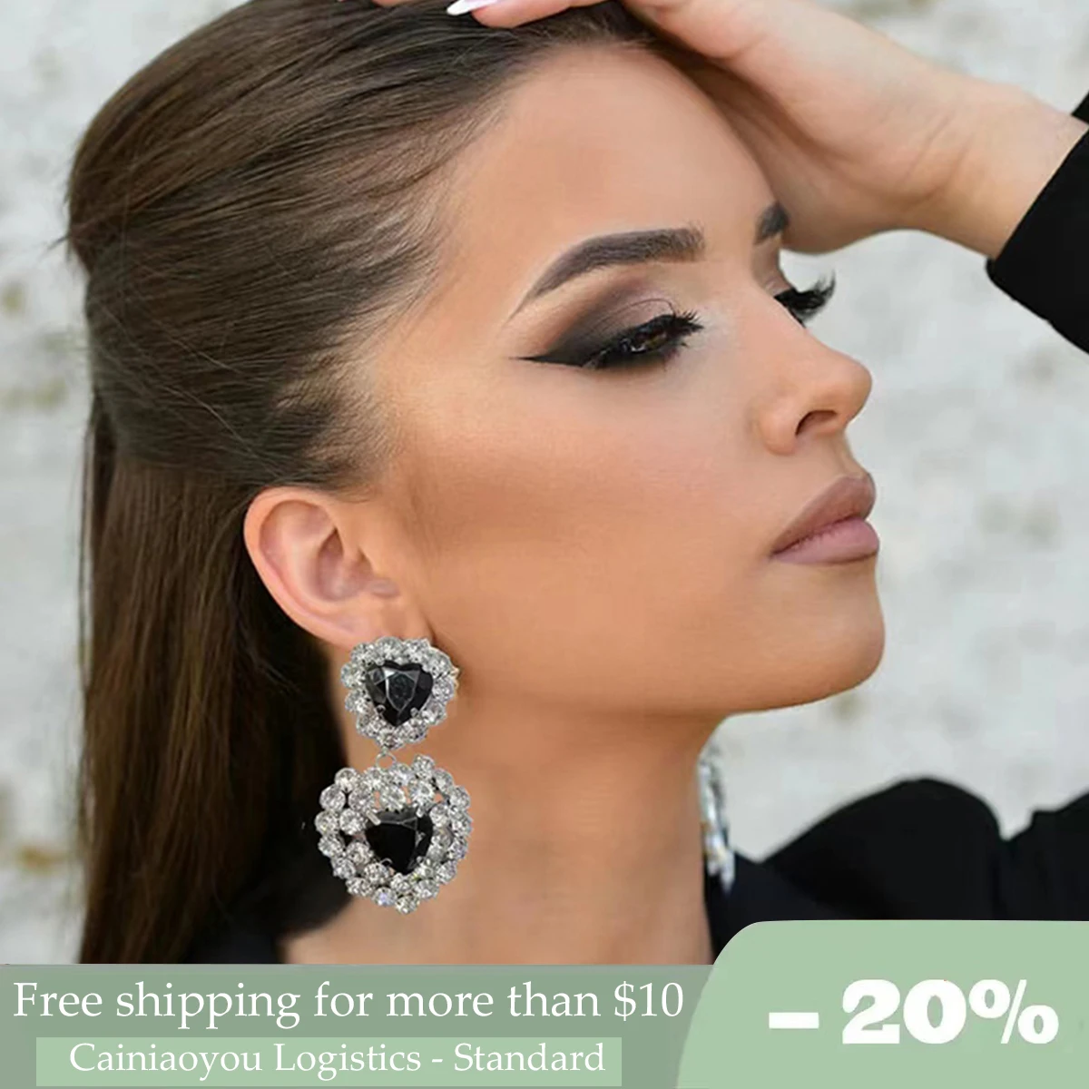 

Metal Glass Rhinestone Heart Multi Layer Swing Earrings Wedding Party Jewelry Elegant Feminine Luxury Accessories