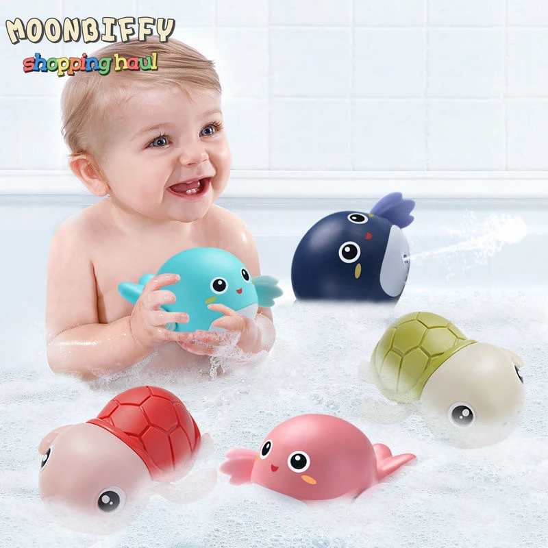 

Classic Baby Bath Toys Chain Clockwork Cute Cartoon Animal Turtles Dolphin Children Bathroom Beach Kids Water Playing Toys