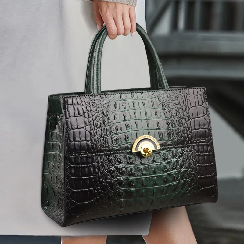 

Boston Alligator Print Leather Luxury Designer Shoulder Bags Women's Handbag Ladies Crossbody Bag Large Capacity Casual Tote Bag
