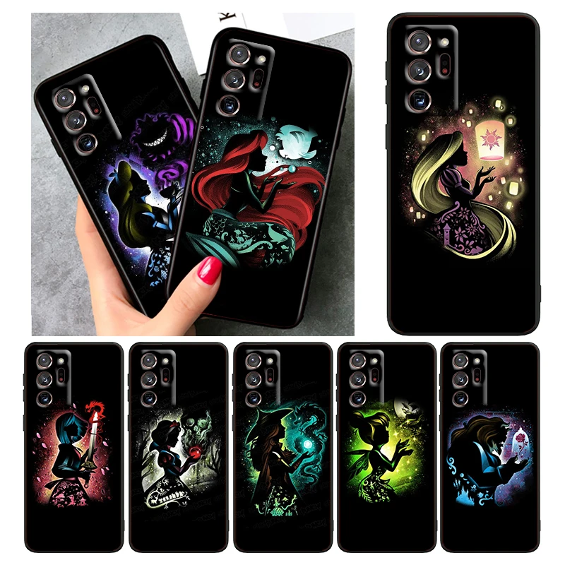 

Disney Anime Cartoon Princess For Samsung A73 A70 A20 A10 A8 A03 Note 20 10 9 Ultra Lite Plus F23 M52 M21 j7 j6 Black Phone Case