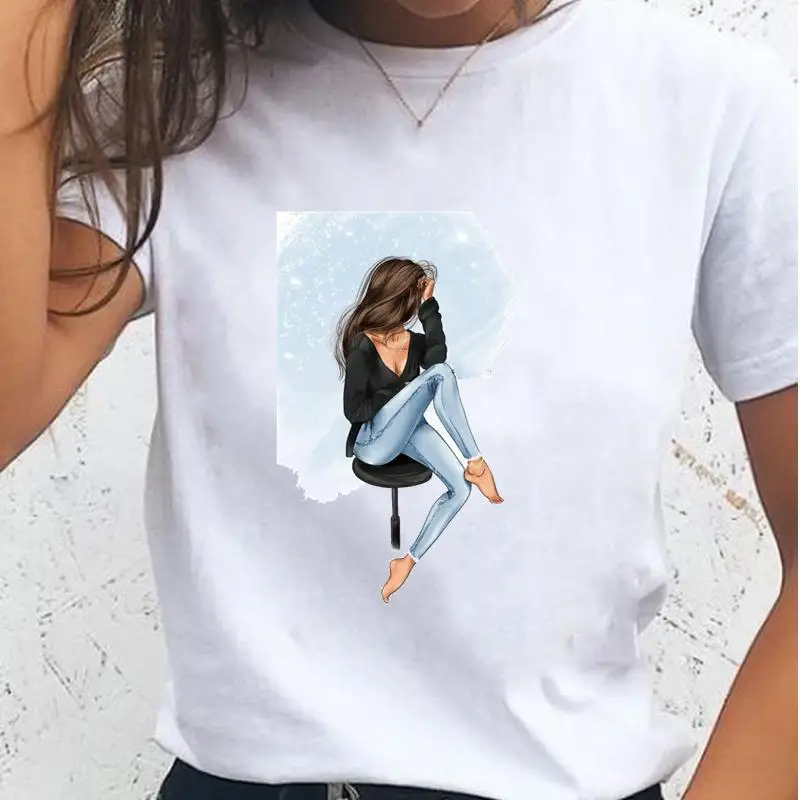 

Women T-shirts Watercolor Female T Tee Cartoon Clothes 90s Trend Cute Short Sleeve Casual Shirt Fashion Top Graphic Tshirt