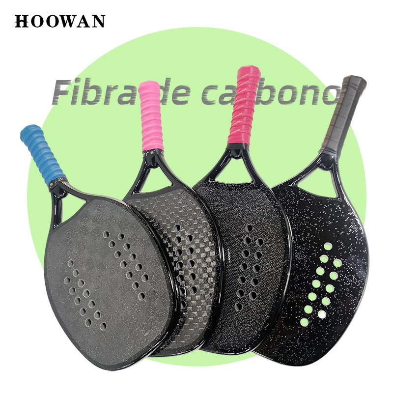 HOOWAN Blackshark 3K 12K 18K Carbon Fiber Beach Tennis Racket Professional Paddle Rough Face Soft EVA Core Racket Beach Tennis
