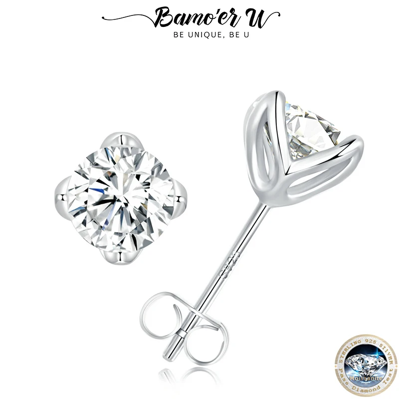 Женские серьги из серебра 925 пробы, VVS1 EX 1CT