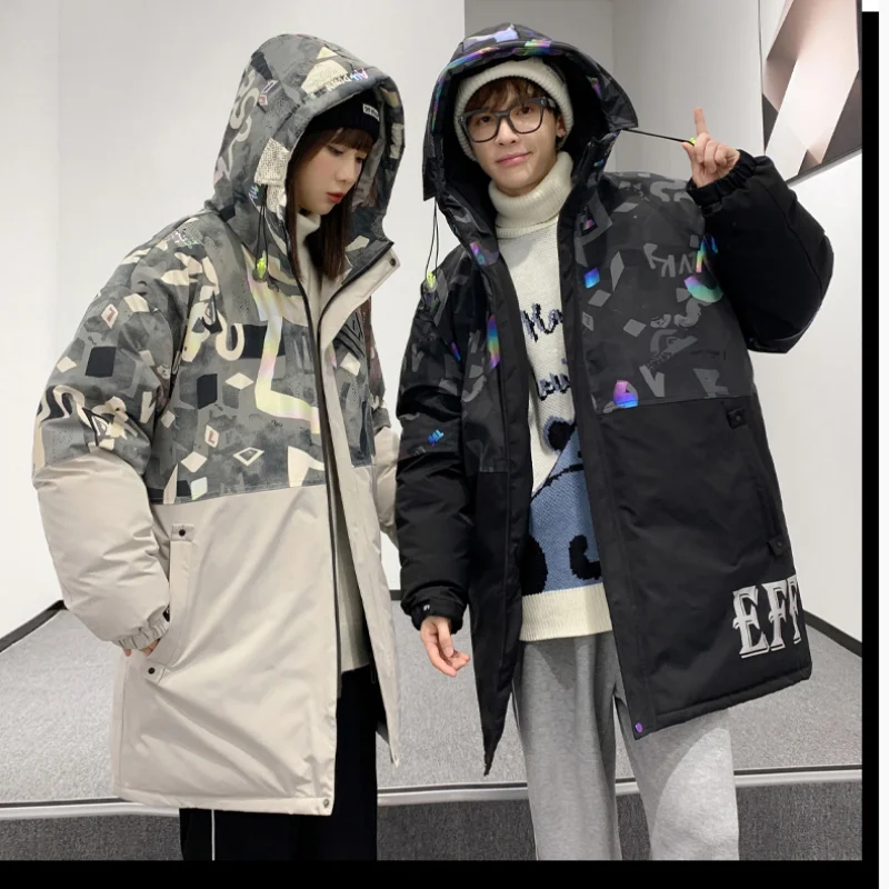 Large Down Jacket, Men's Wear, Women's Coat, Roeinickl Patchwork Hat Down Jacket, Medium Length Quality Coat, Outdoor Sport Coat