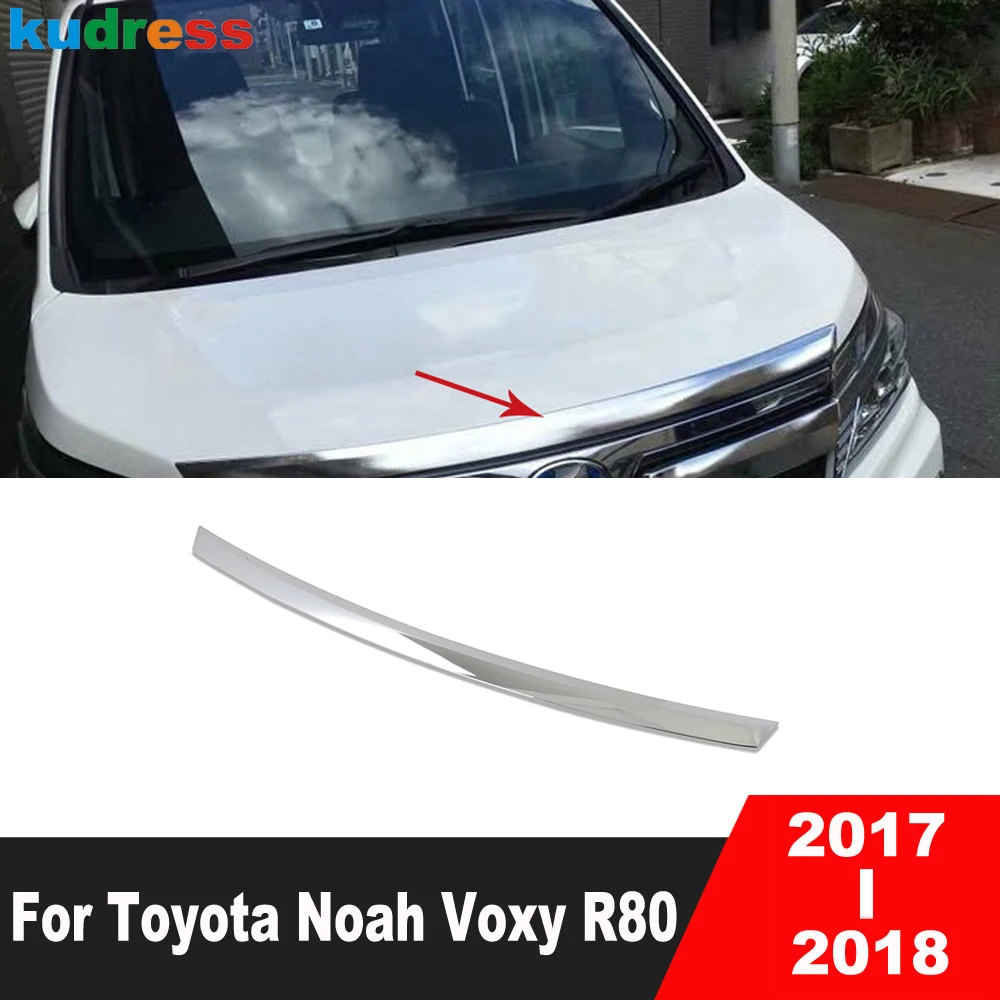

Front Hood Engine Cover Trim For Toyota Noah Voxy R80 2017 2018 Chrome Car Front Grille Grill Molding Strip Exterior Accessories