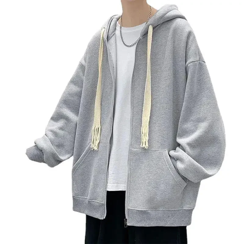 Мужская однотонная толстовка с капюшоном в гонконгском стиле