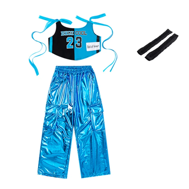 Футболка для мальчиков в стиле хип-хоп блестящие брюки-карго из искусственной