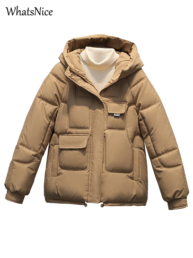 

New Korean Fashion Black Hoodie Coat Women Winter Jackets Womens Casual Female Beautiful Warm Woman Puffer Jacket Outerwear