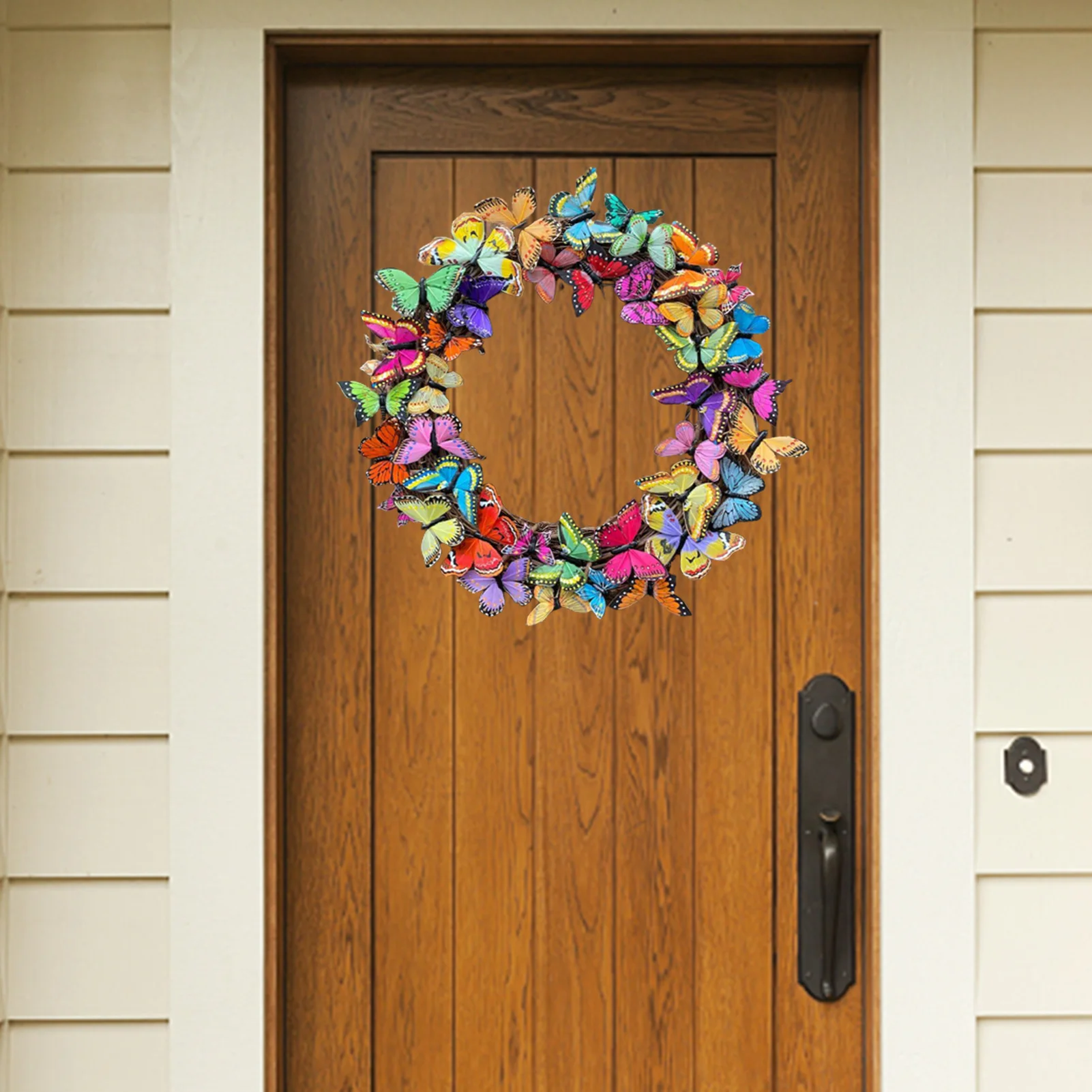 

Artificial Spring Wreath With Fake Butterflies Seasons Universal Non-fading Garland Front Door Home Indoor Outdoor Decoration