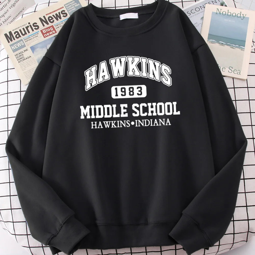 

ot sale Brand 1983 Middle Scool Print Sweatsirts Men Autumn Fleece Oversized oodie Crewneck ip op Clotes Warm oodies