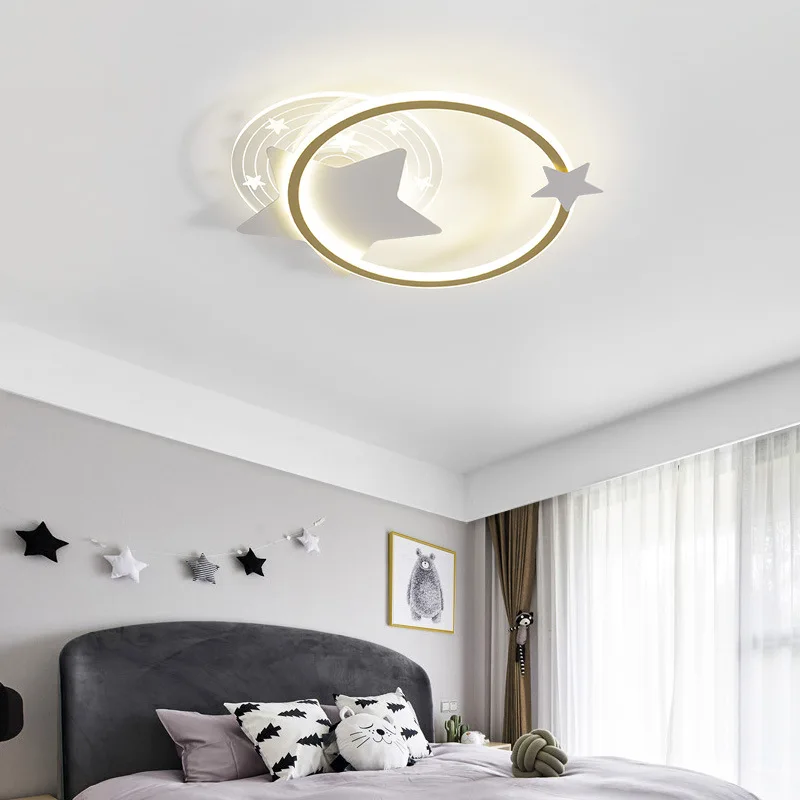 Star Children Lamp Bedroom Lamp Boy Girl Creative Personality Ceiling Lamp Eye Protection Star Moon Room Lamp Decorative Led