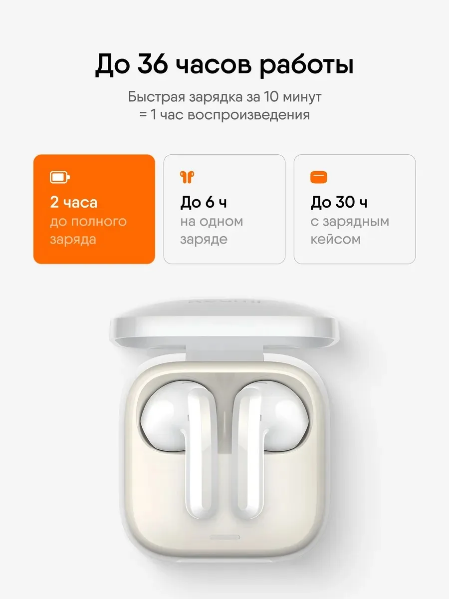 Фото Наушники беспроводные Xiaomi Redmi Buds 6 Active Bluetooth 5.4 TWS с микрофоном, 14.2 мм, 30 ч, IPX4 №3