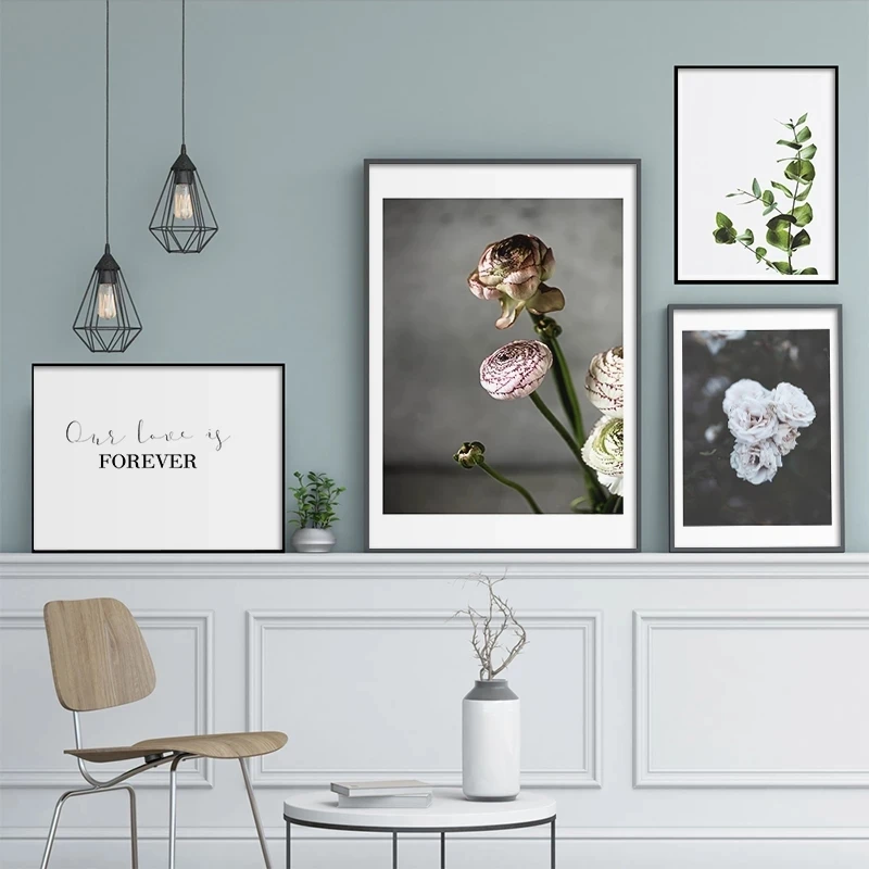 

Modern Simple Flower Plant Love Forever Quotes Nordic Posters and Prints Canvas Painting Wall Art Home Decor Mural Wall Picture
