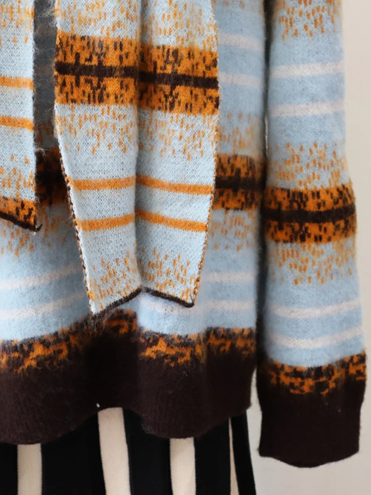 Осенний новый контрастный цвет в корейском стиле свободный шарф ленивом свитер