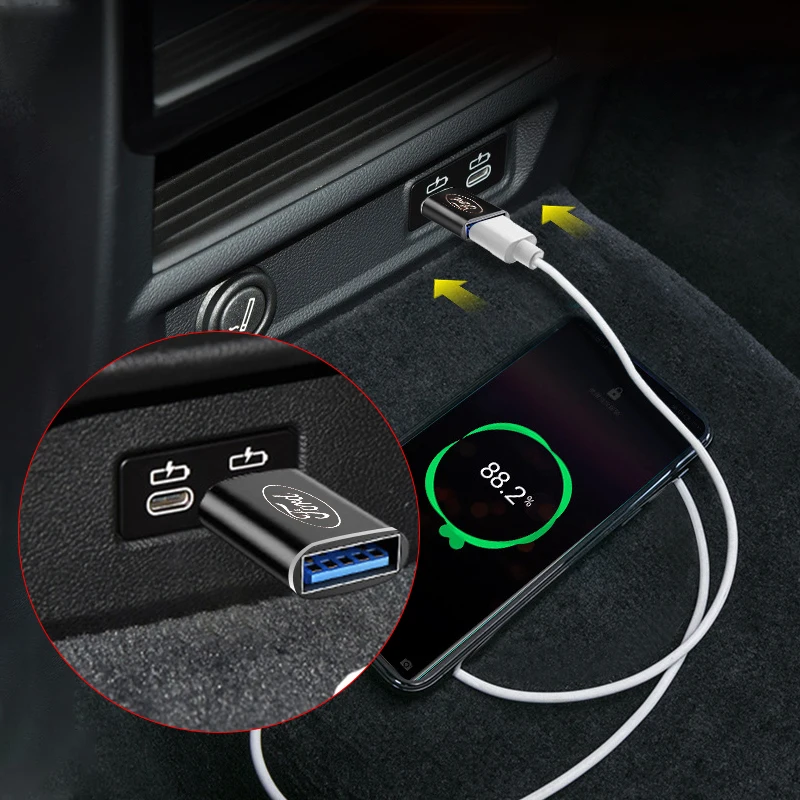 Адаптер USB-типа C USB-мама на TypeC папа для быстрой зарядки USB Ford Focus 3 2015-2018 Kuga 2016-2019 Escape