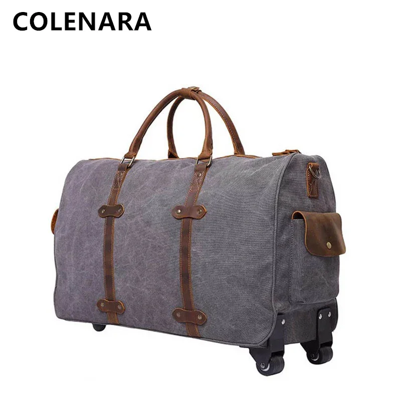 COLENARA Luggage High Quality Women's Canvas Trolley Case New Men's Fashion Travel Handbag Universal Wheel Rolling Suitcase