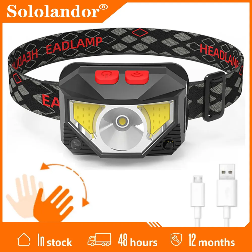 

Motion Sensor XPE COB LED Headlamp USB Rechargeable Headlight Waterproof Head Lamp Powerful Hands-free Flash Torch Head Light