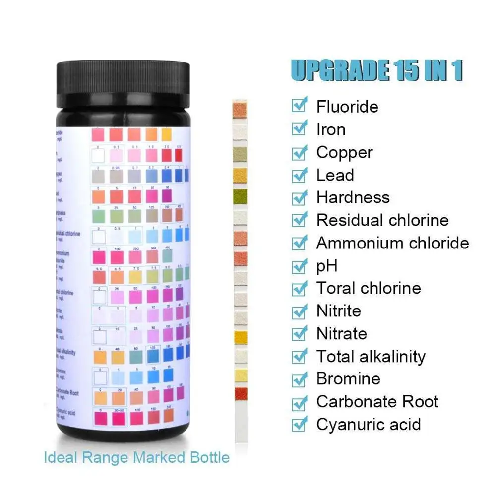 

Drinking Water Test Kit Test Strips for Aquarium, Pool, Spa, Well & Tap Water