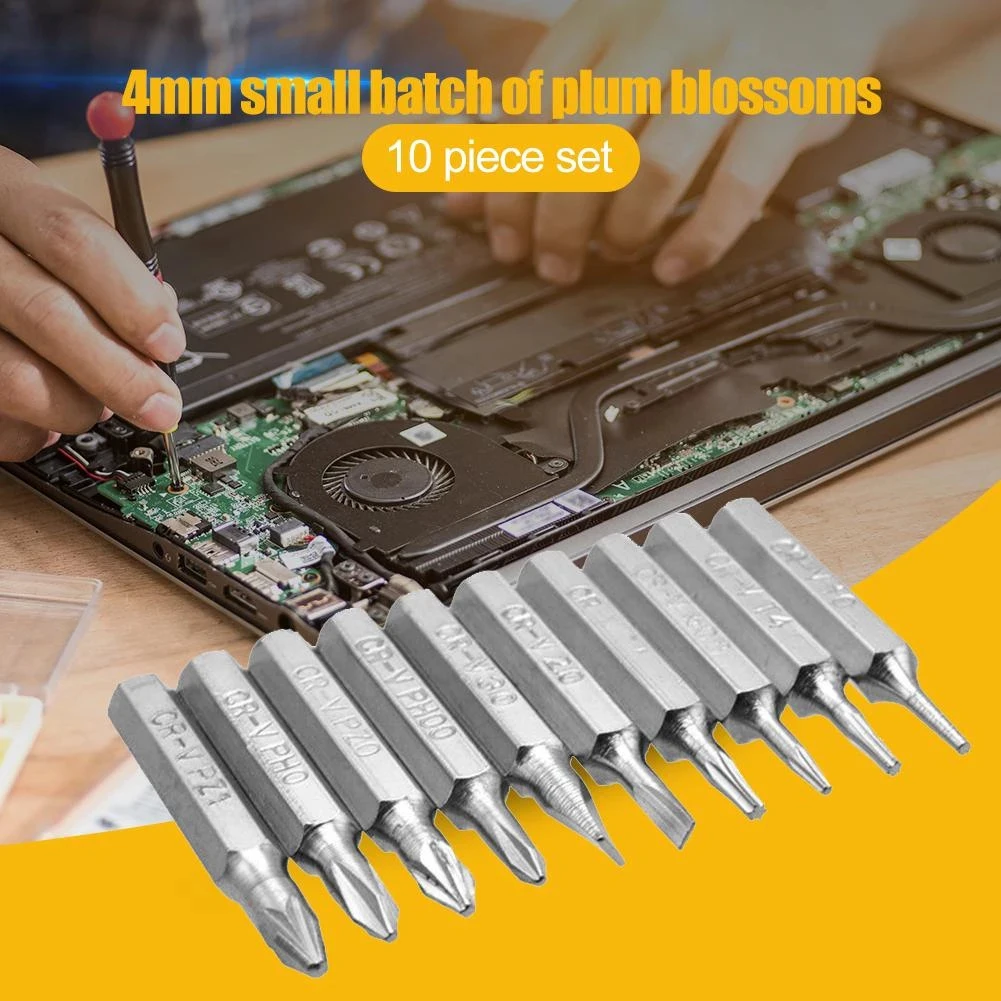 

10pcs Magnetic Screwdriver Bit Set Slotted Phillip Precision 1/4‘’ PH00 PH0 PZ1 PZ0 T5 T4 For Mobile Computer Repair Hand Tool