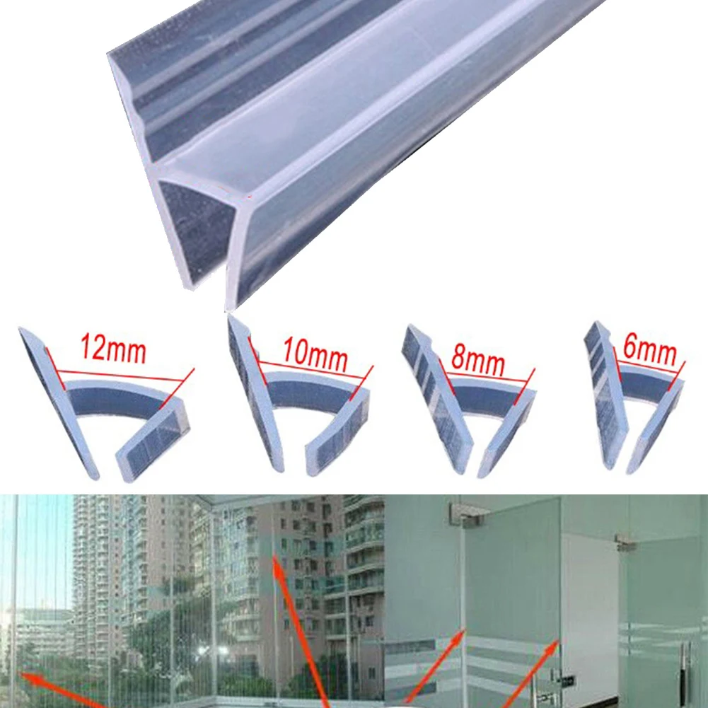 

H Shape Glass Door Sealing Strips Silicone Bath Shower Weather Strips Draft Stopper Office Balcony Glass Door Sealing Strip
