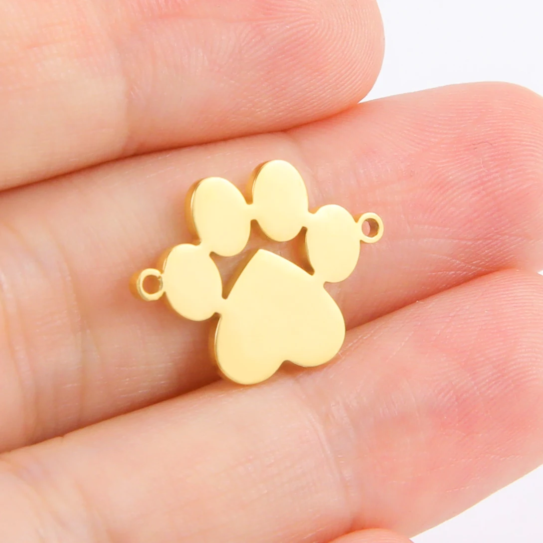 

Teamer 5pcs Paw Print Heart Stainless Steel Charms For Jewelry Making Animal Footprint Pendant Jewelry Making Supplies Wholesale