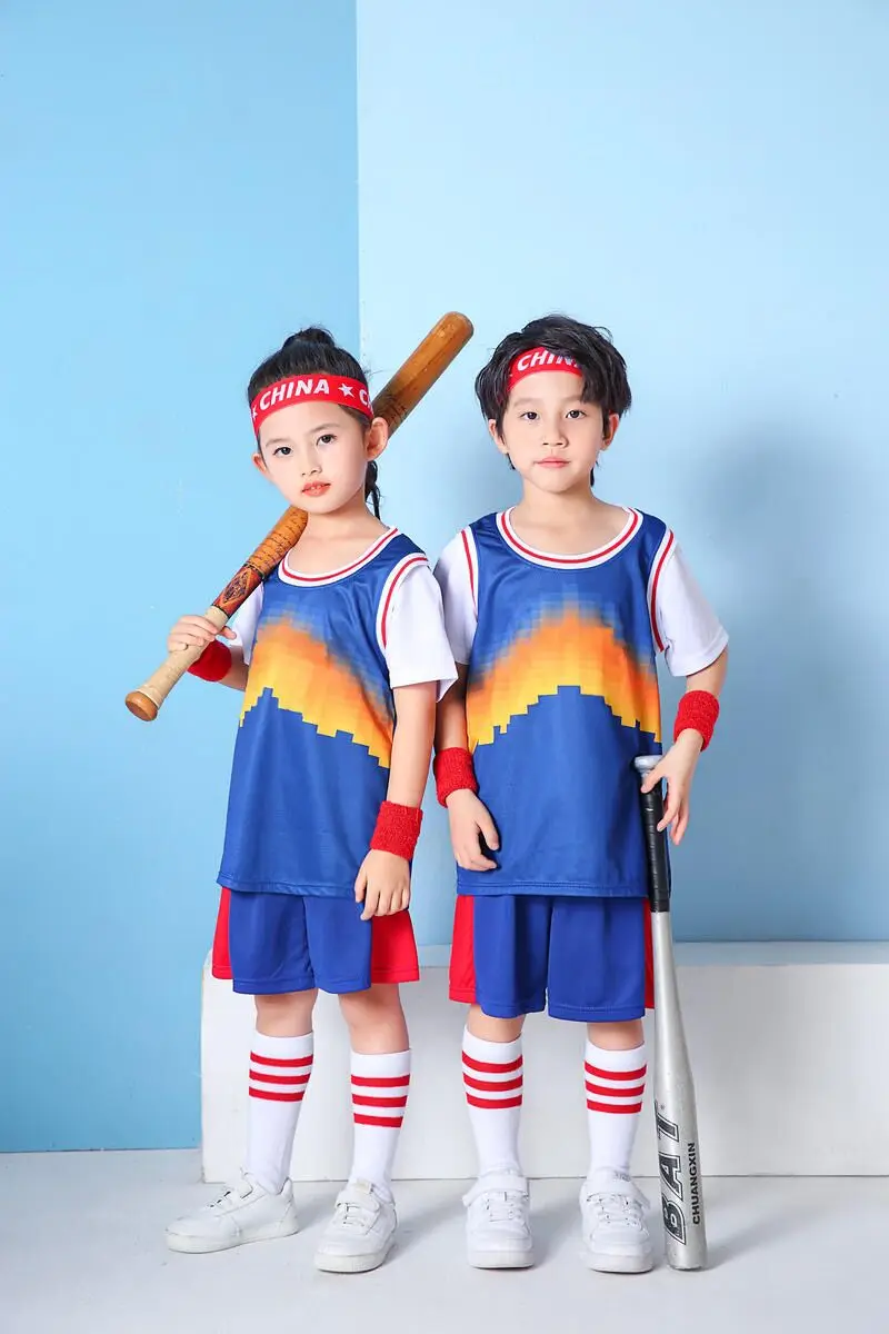 

Summer Basketball Uniform Suit Sets Boys Girls White T-shirt Kids Outfit Children Sports Fans Match Training Clothes