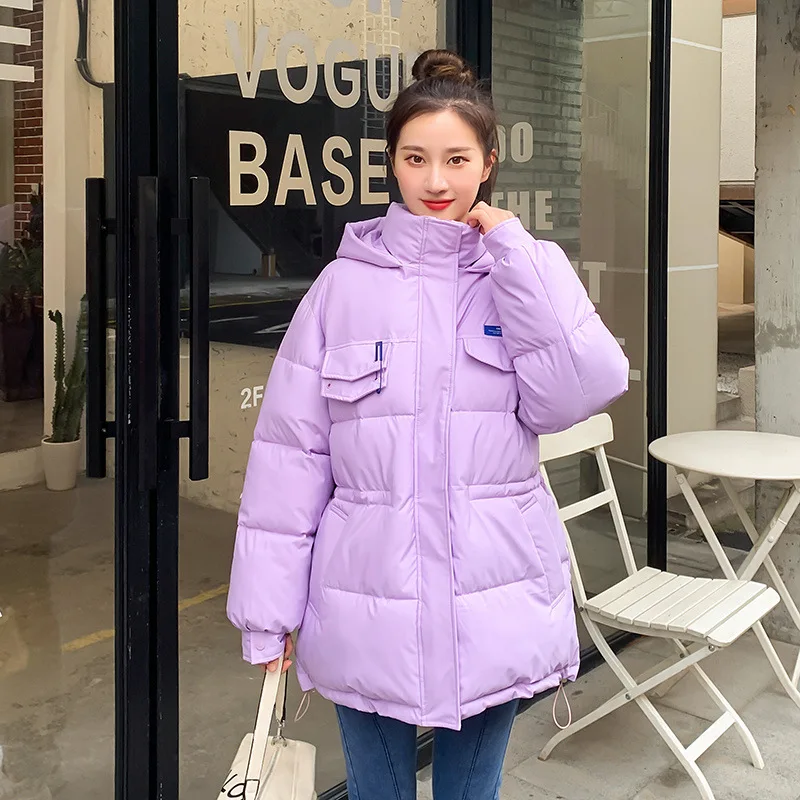 Winter Women's Cold Coat Candy Colors Parkas Super Hot Hooded Padded Jacket Mid Length Coat Loose Cheap Wholesale Jacket New