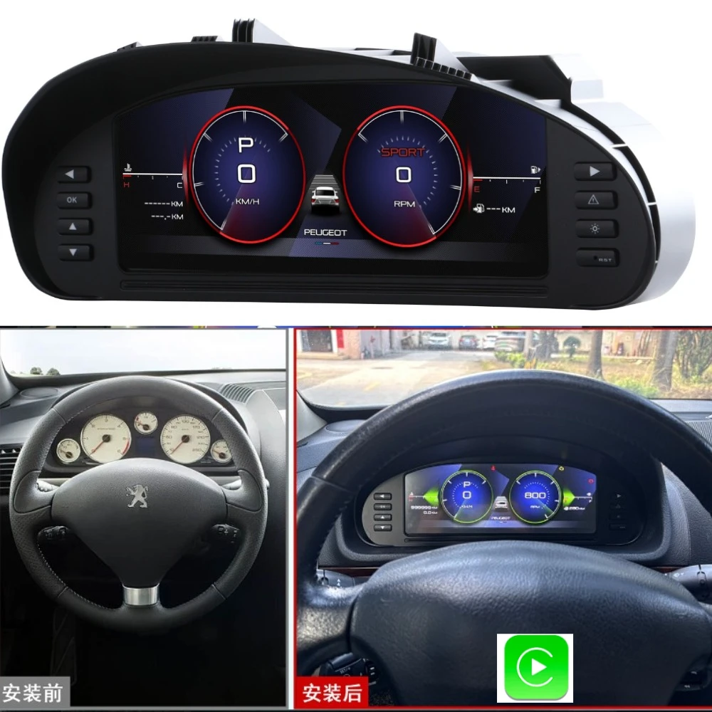 

Кластер для Peugeot 407 407SW 2004-2010, дисплей приборной панели, цифровой приборный ЖК-дисплей, 10,3 дюйма, Linux Carplay, спидометр, тахометр
