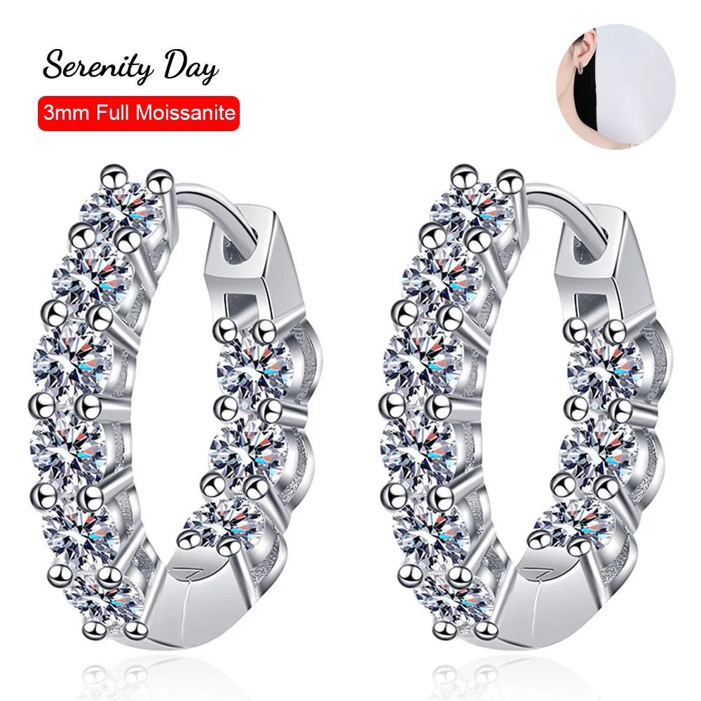 

Serenity S925 Sterling Silver Plated Pt950 Gold Stud Ear 1.8 Carat a Pair 3mm D Color Full Moissanite Earrings Popular Wholesale