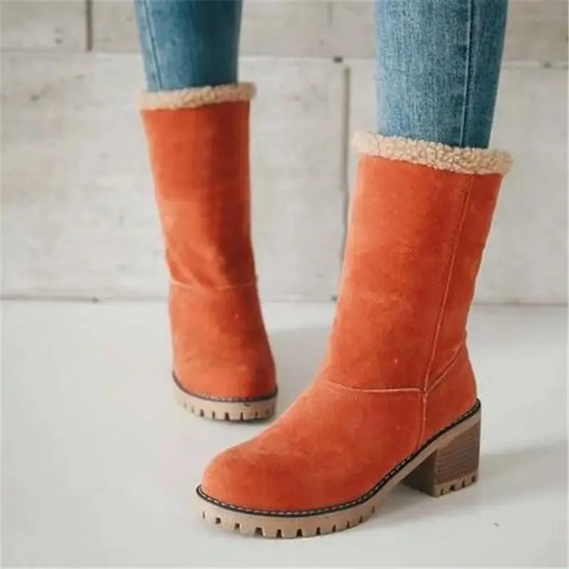 Winter Women Fur Warm Snow Boots Ladies Warm Wool Booties Ankle Boot Comfortable Shoes Plus Size 35-43 Casual Women Mid Boots