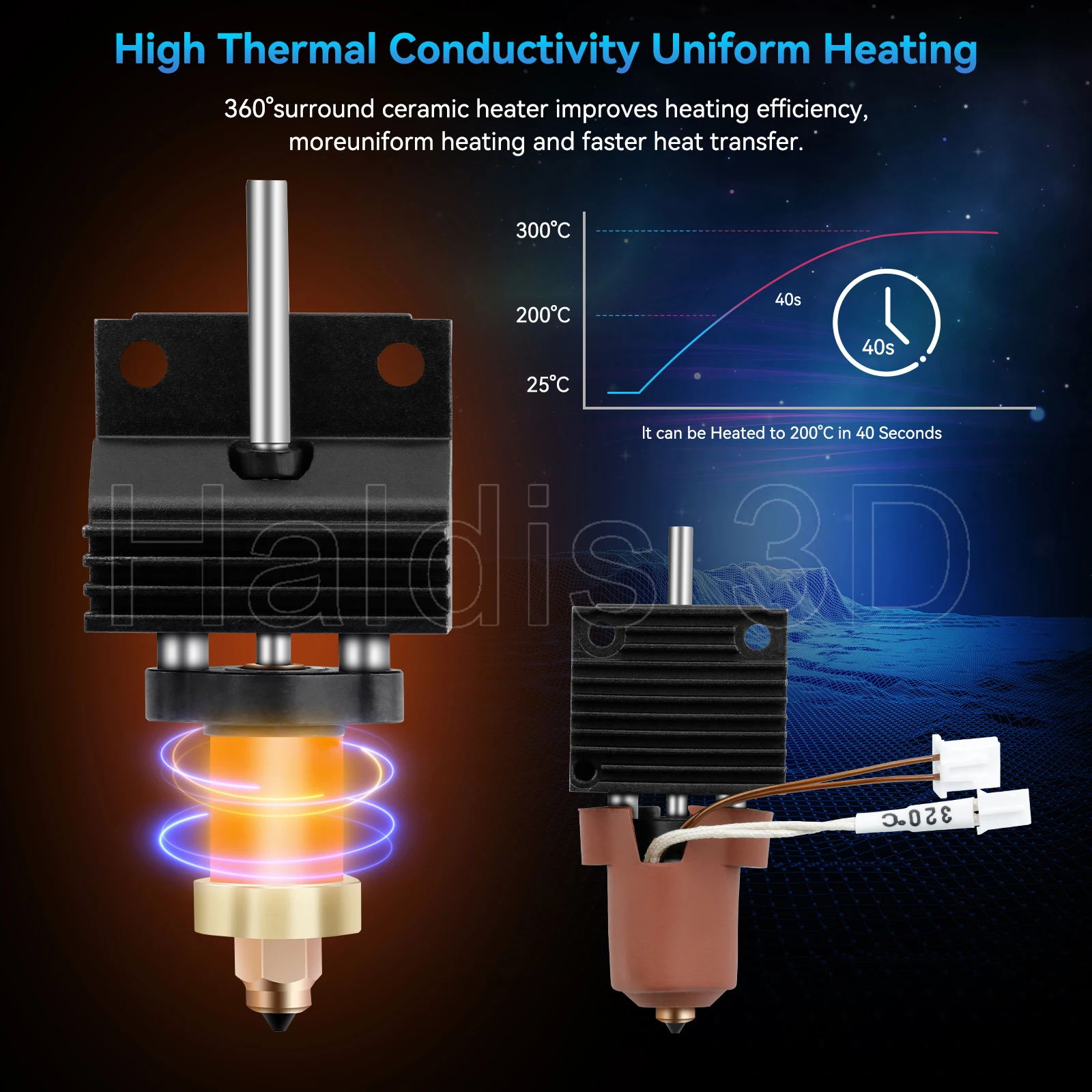 Фото Обновленный комплект Hotend для Creality K1C/K1 Max, цельная насадка для быстрой замены, керамический нагревательный блок, детали для 3D-принтера с высоким расходом №4