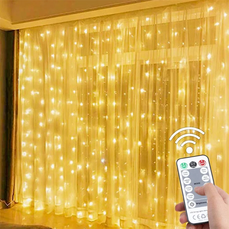 

3M LED Curtain Garland Fairy Lights Festoon with Remote New Year Garland Christmas Decoration Party wedding decoration.