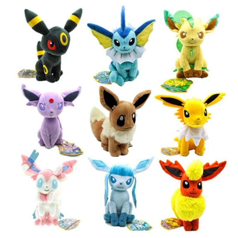 30cm POKEMON Plush Dolls Toy Kawaii Glaceon Leafeon Umbreon Espeon Jolteon Vaporeon Flareon Eevee Sylveon Kids Birthday Toy Gift