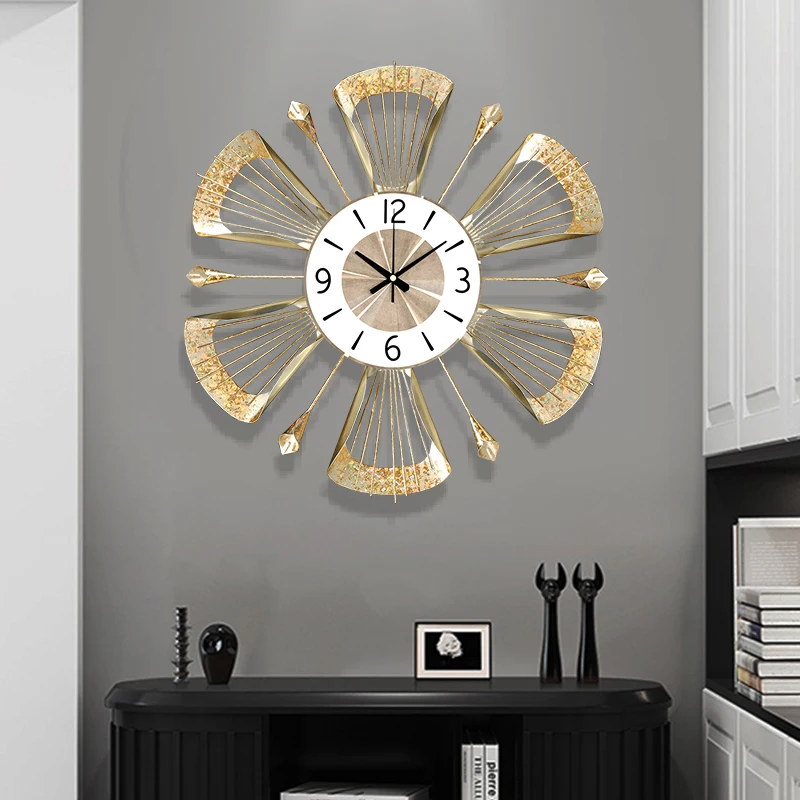 

Unusual Wall Clock Golden Creative Big Size Metal Large Wall Clock Bedroom Free Shipping Wand Decoratie Decoration for Home