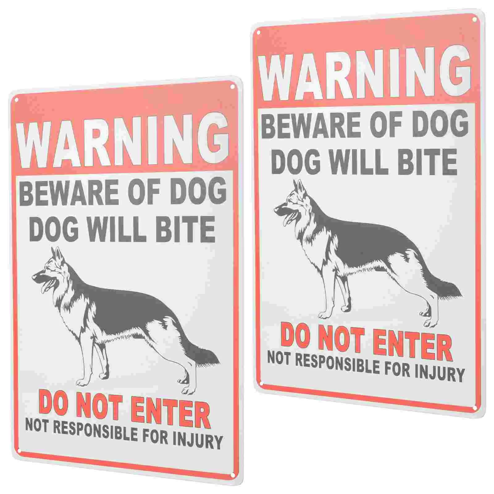 

2 Pcs Courtyard Painting Dog Sign Fence Decorations Outdoor Warning Notice Beware Metal Signs Caution Garden The