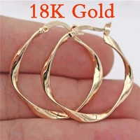 classic fashion 18k gold filling hoop earrings simple metal round wave earrings engagement wedding jewelry