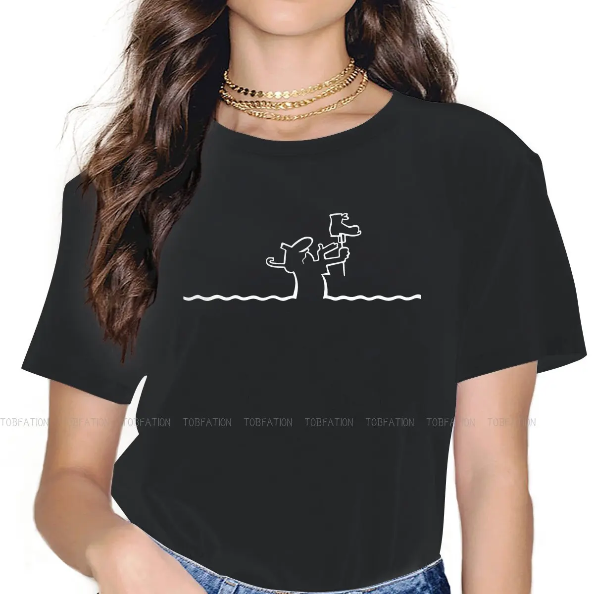 

Shooes Women's TShirt La Linea O Neck Girls Tops 4XL Lady T Shirt Humor Cute Gift